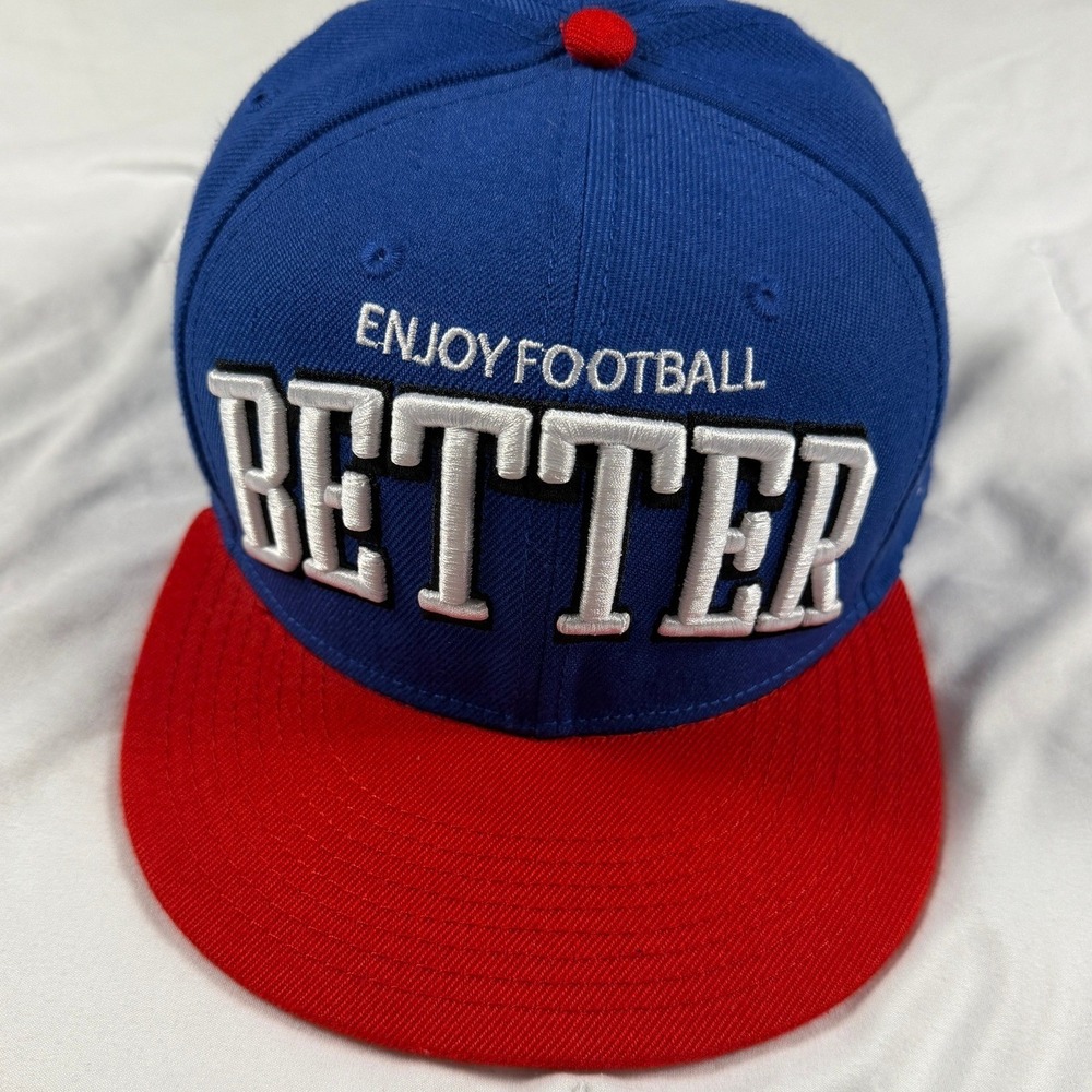 Young Whales Enjoy Football Better Victor Cruz Snapback Hat Blue Red Time Warner